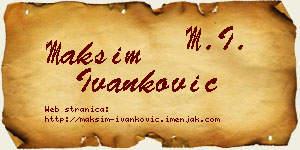 Maksim Ivanković vizit kartica
